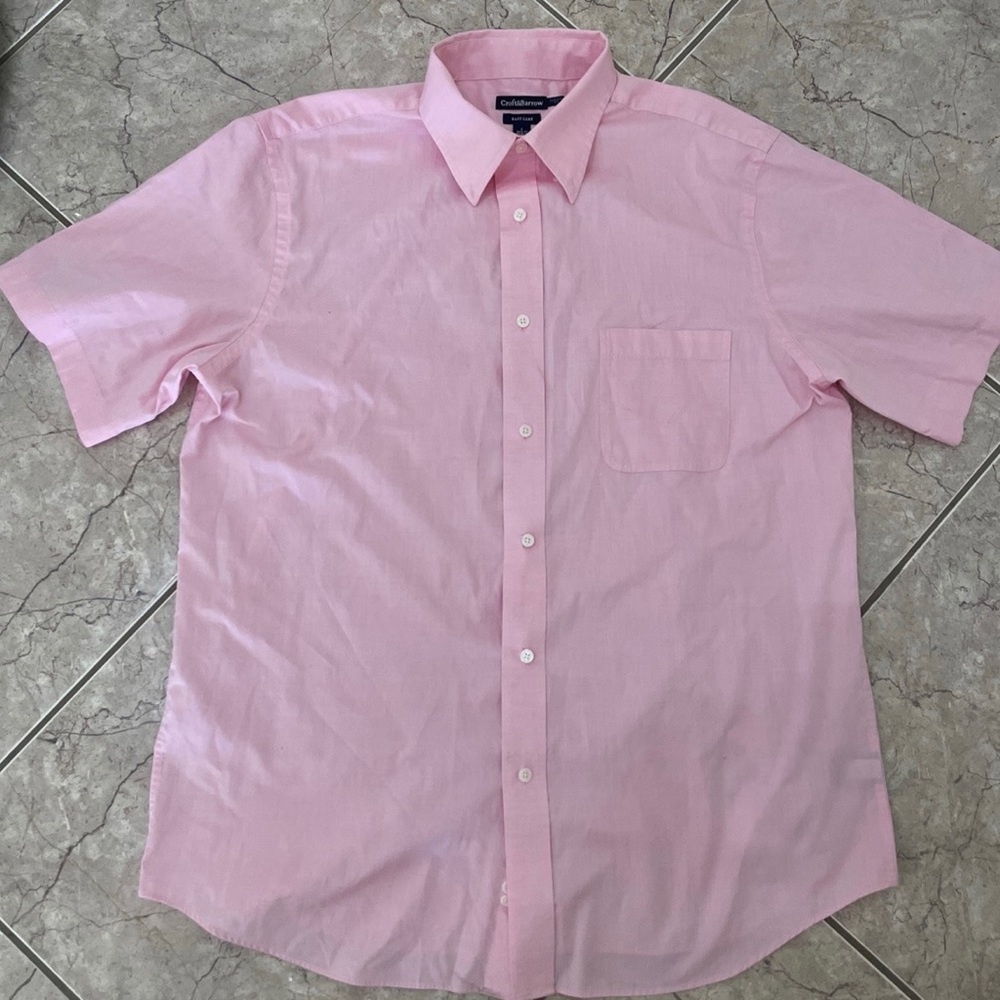 Mens Croft & Barrow Classic Fit Short Sleeve Button Up Shirt Large 34-35 - EUC